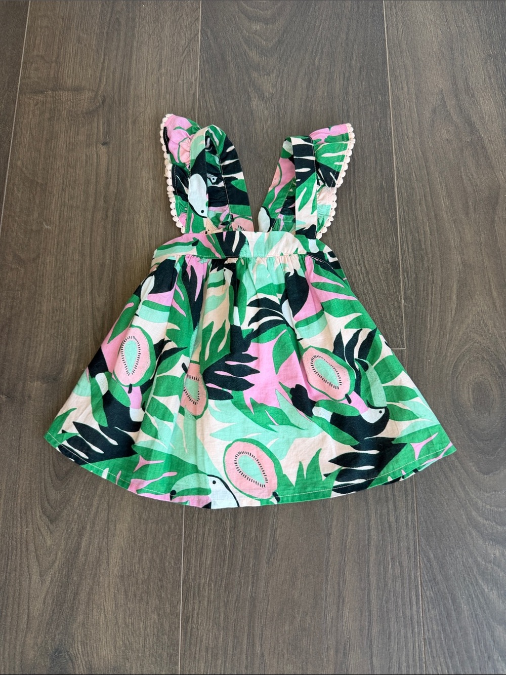 Janie and Jack Green and Pink Tropical Print Girls blouse - size 10